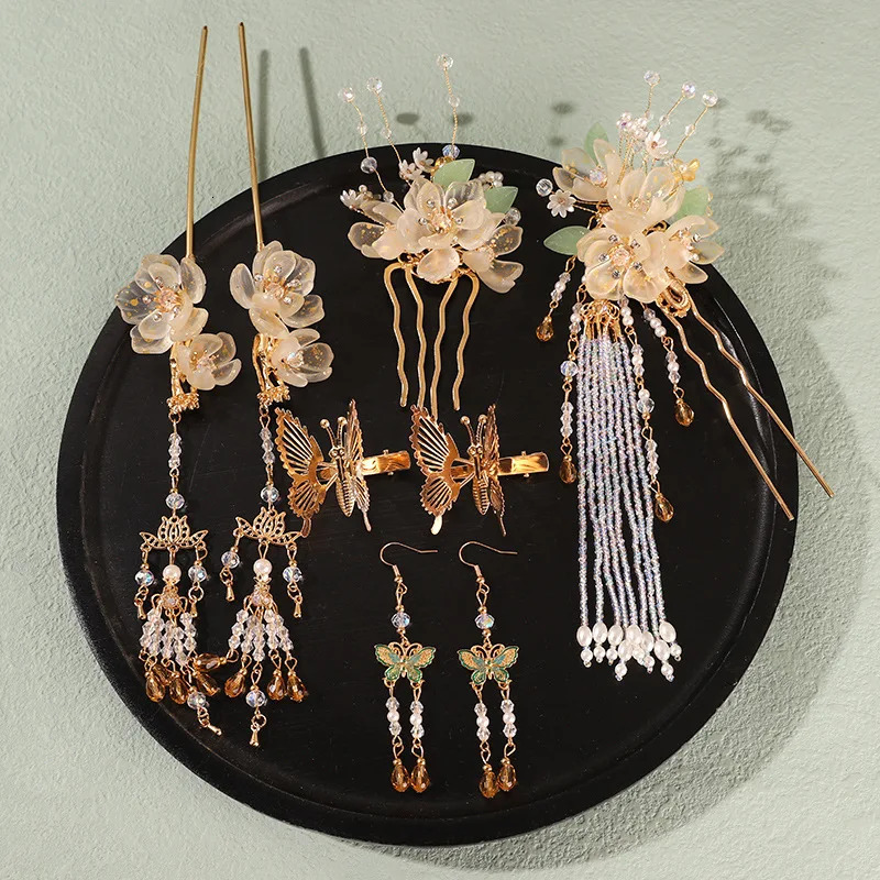 Womens Hanfu Hair Clip Comb Set Headwear Bridal Headwear China Hanfu Hair Accessories Customized Dress Headwear Gift 250409