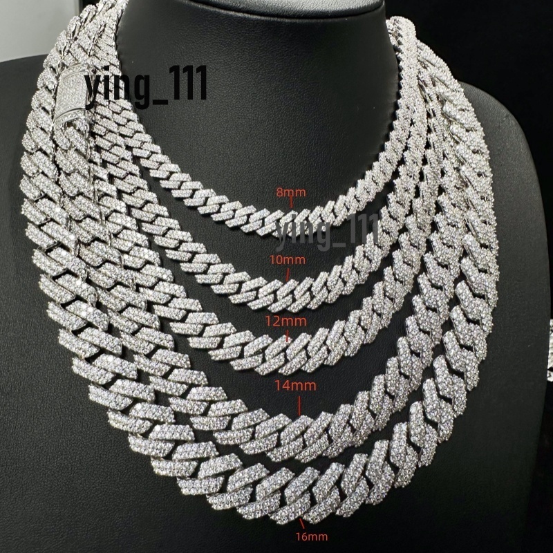 King Jewelry Iced Out Hip Hop 8mm VVS Cuban Link Chain Necklace Luxury Moissanite 925 Silver Gold Plated Men Cuban Necklace
