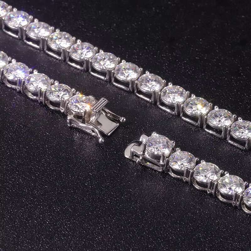 Hot Sale Tennis Chain 2mm-6.5mm 16inch- 24inch Moissanite Prong Setting With Rhodium Plated Hiphop for Man