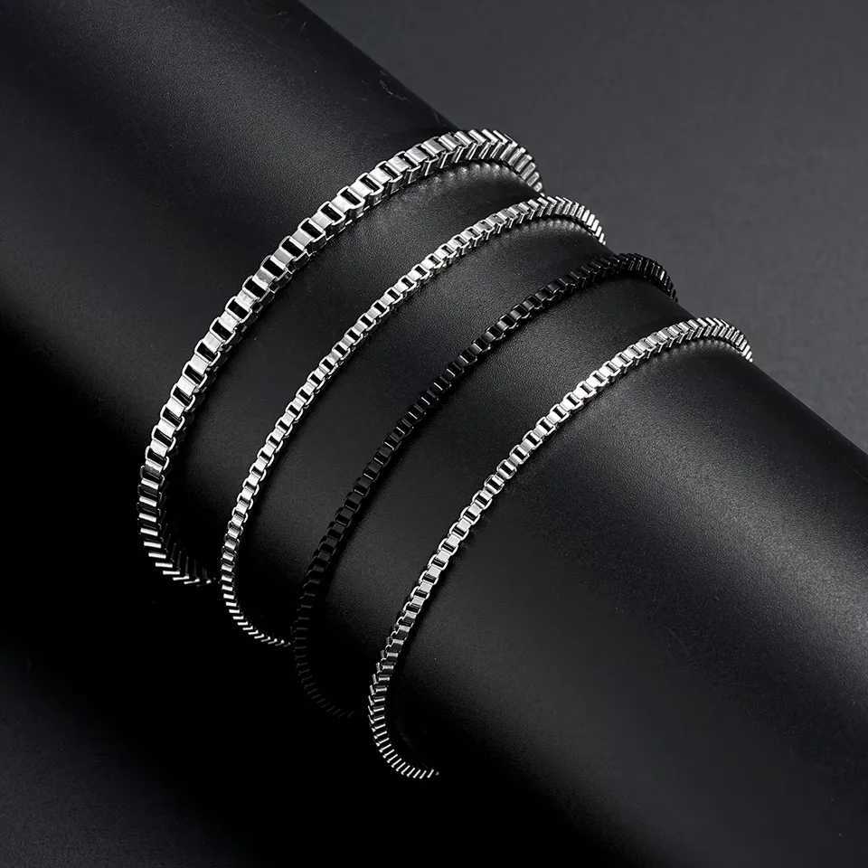 4Pcs/Set Stainless Steel Adjustable Box Chain Bracelets for Men Simple Vintage Silver Color Cuban Bracelets Sets Party JewelryC250411