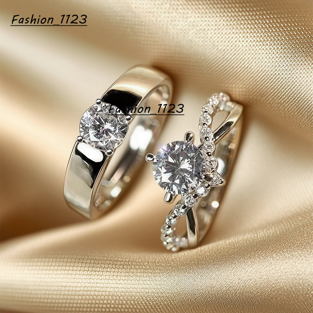 Genuine 925 Sterling Silver Moissanite Couple Ring High-End Luxury Wedding Ring with Light Luxury Temperament Design