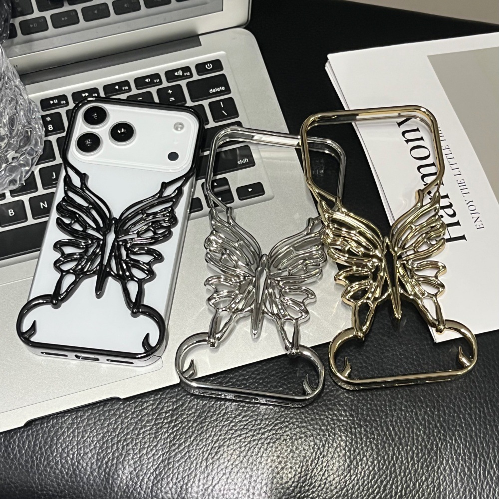 Borderless Hollow Butterfly Phone Case Compatible with iPhone 17/16 Pro Max Cartoon Personality Case iPhone 15/14 Pro