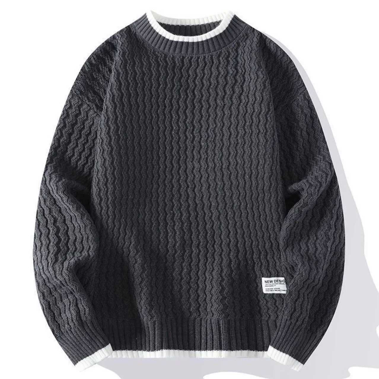 Fashion Mens Autumn Winter Knitted Sweater round Neck Loose Warm Solid Color Base Layer Top Coat Casual Fashion Outerwear Y251110