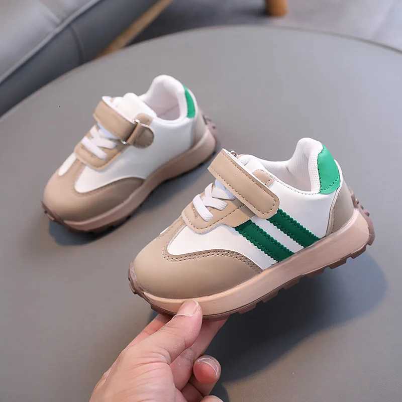 2024 New Spring Fall Sport Shoes for Boys Fashion Patchwork Stripes Dad Sneakers for Girls Black Khaki Gray Kids Trainers H08034T251110