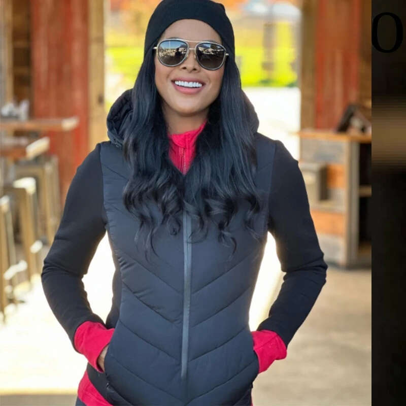 Hooded Black Women's Parkas Long Sleeve Warm Lightweight Padded Jackets Zip Up Quilted Jacket Woman Short Coats