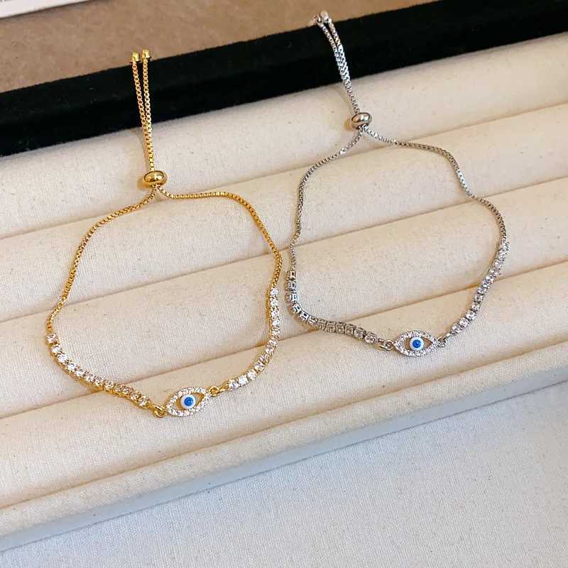 Full of Rhinestones Adjustable 18K Gold Plated Copple Bracelet For Women New Trendy Shiny Eyes Zircon Bracelet Hand JewelryT251110