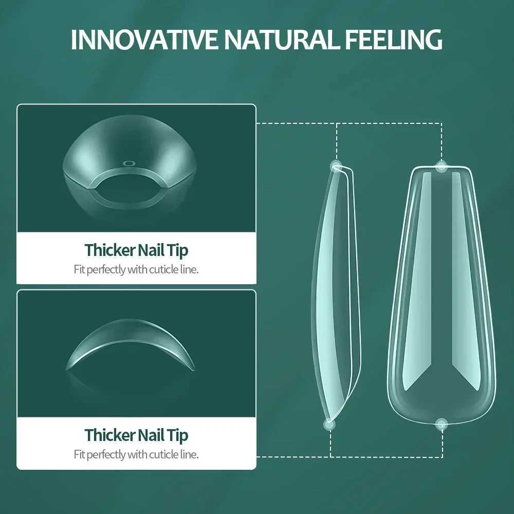 Nail polish 600PCS soft gel X nail tip full cover coffin fine grain false nail ultra short almond square immersion gel false nail tip W250410