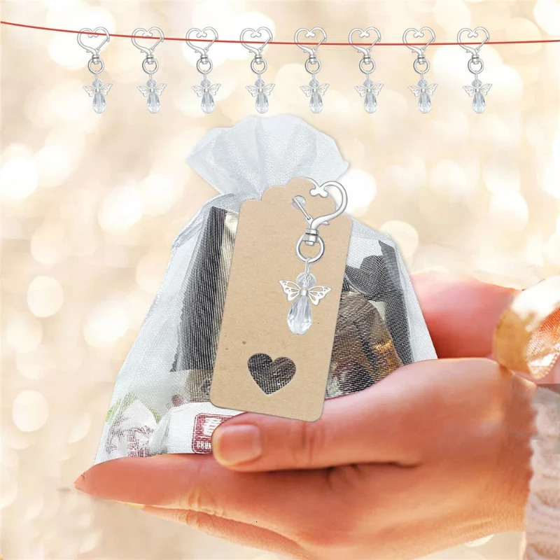 Metal Angel Wings Keychain European Teacher Baptism Wedding Class Gift Birthday Party Pendant Female Keychain Gift Accessories 250409
