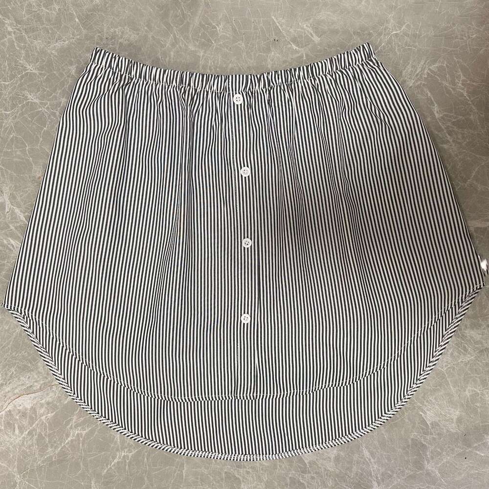 Versatile Shirt with Fake Hem for and Base Layering Plaid Skirt