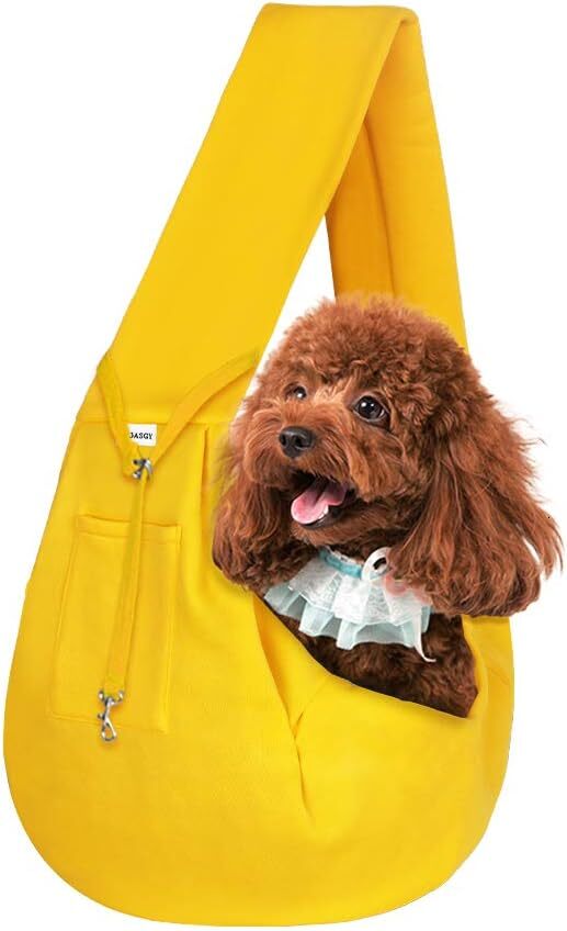 fdjasgy small pet strap strap hands free double sided pet dog bag handbag with pocket safety belt for dogs and cats outdoor travel lemon yellow
