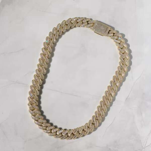 Hip hop men's Miami Cuban VVS silica necklace high-quality jewelry pure sier chain