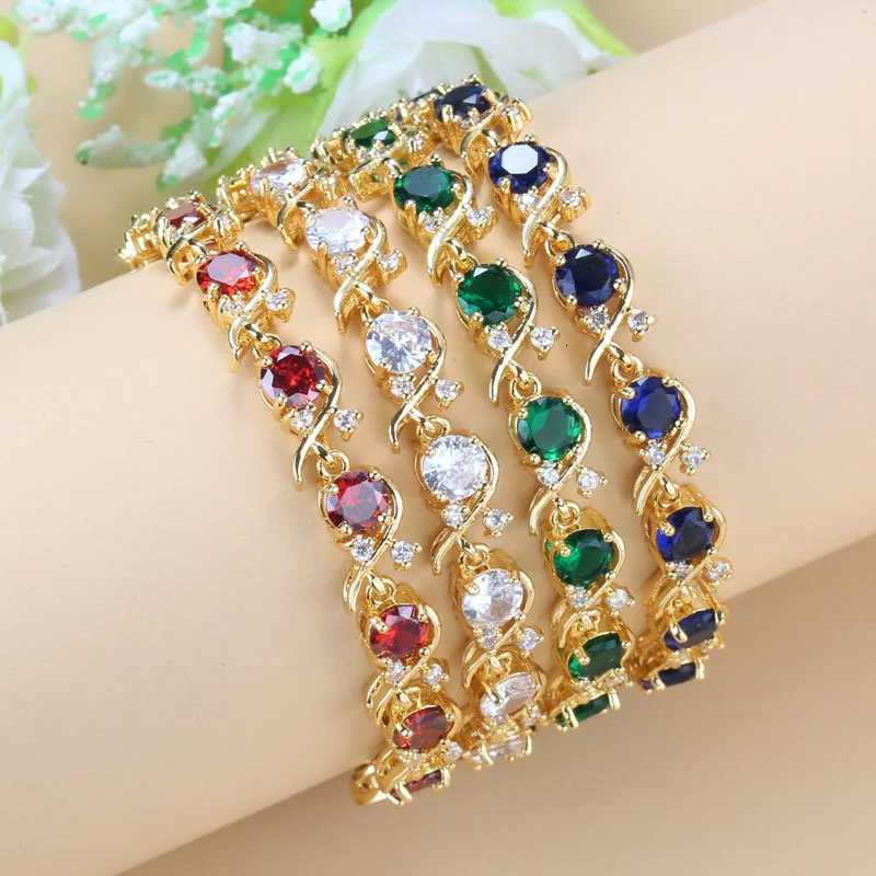18K Gold Plated Female Bangle Bracelet 10-Color Cubic Zirconia Fashion Wedding Jewelry For Women Bridal AccessoriesT251110