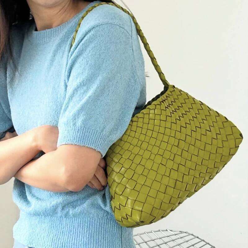 Hand Woven Shell Bags For Women Luxury Designer Handbags Purses 2025 New In PU Cross Weaving With Inner Pocket Underarm Shoulder