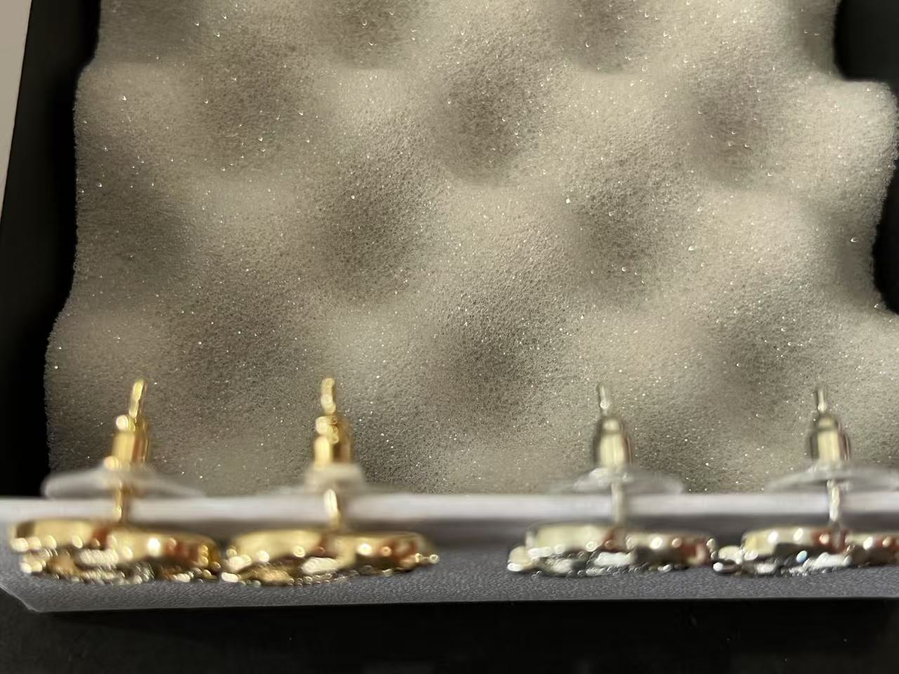 silver and gold stud earrings for women jewelry party wedding engagement lovers earrings with flannel bag box