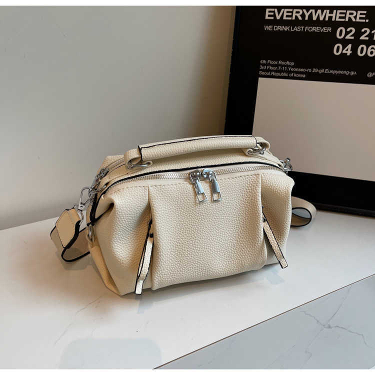 Fashion Bag Women's Bag Autumn Winter New Multi-layer Small Bag Soft Leather Wrinkle Niche Handbag Wide Strap Crossbody Bag