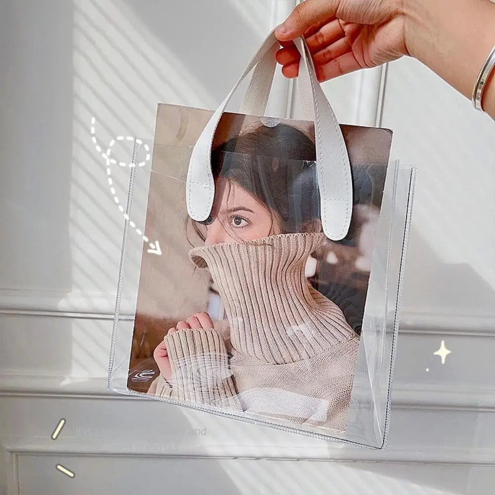 1PC Clear Tote Bag Transparent Shopping Bags Shoulder Handbag PVC Waterproof Storage for Gift Cosmetic Plastic Hand 251110
