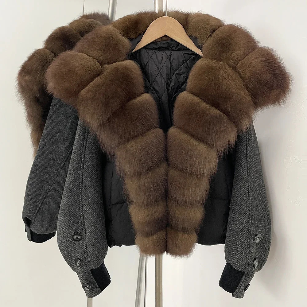OFTBUY Fur Jacket Warm Women Thick Real Fox Collar Autumn Winter Duck Down Coat Natural Big Puffer Female 251110