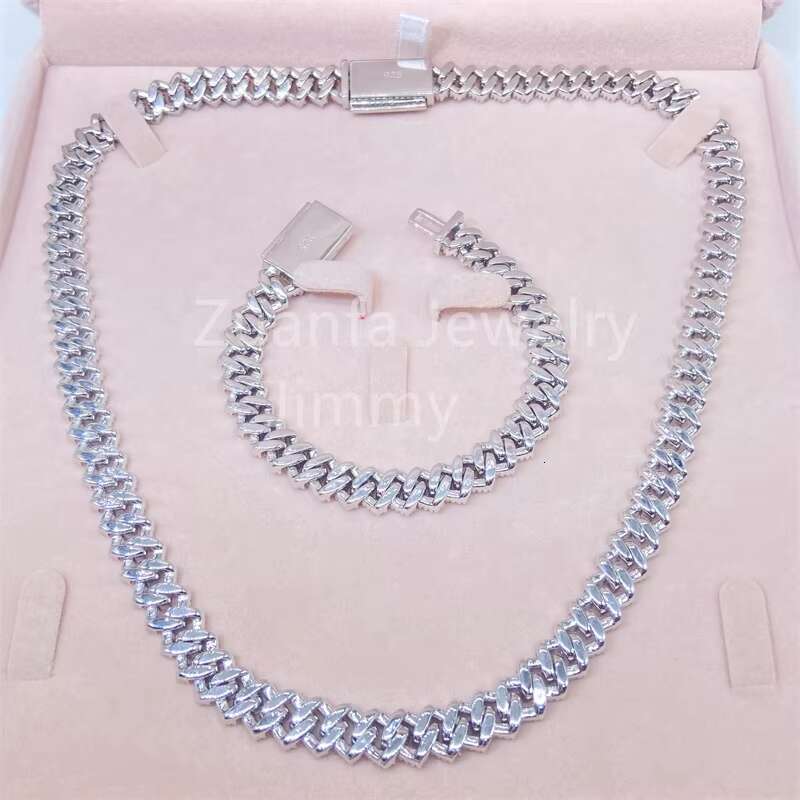 Solid back 10mm width fashion jewelry S passes the tester without flaws Moissanite men's necklace