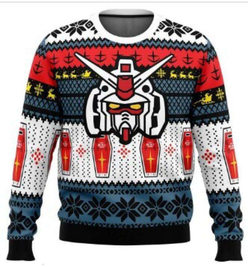 3D Christmas Anime Print Casual Men's Loose Fit European Size Hoodless Crewneck Sweatshirt Cross-Border Hot Sale New Autumn Winter