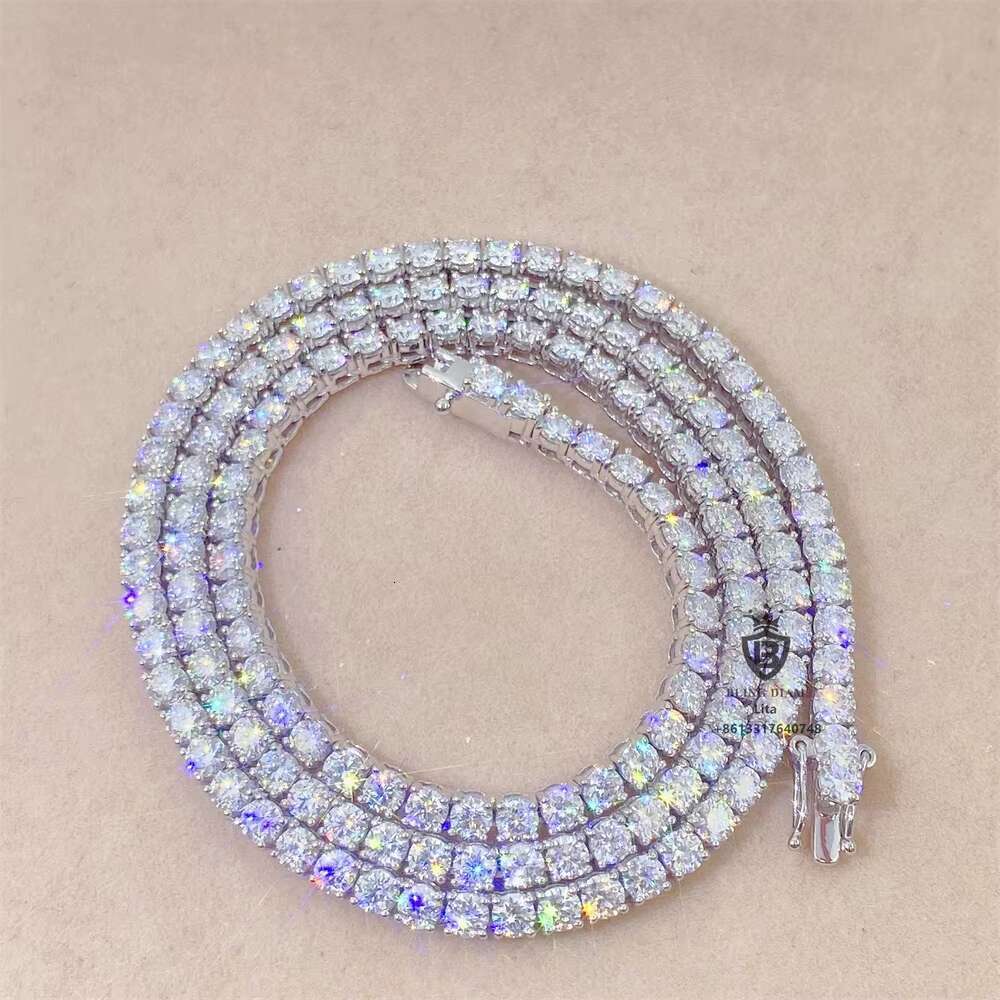 Ready to Ship Large Stock Best Price Iced Out Bling 925 Sterling Silver Moissanite Vvs Diamond Tennis Chain