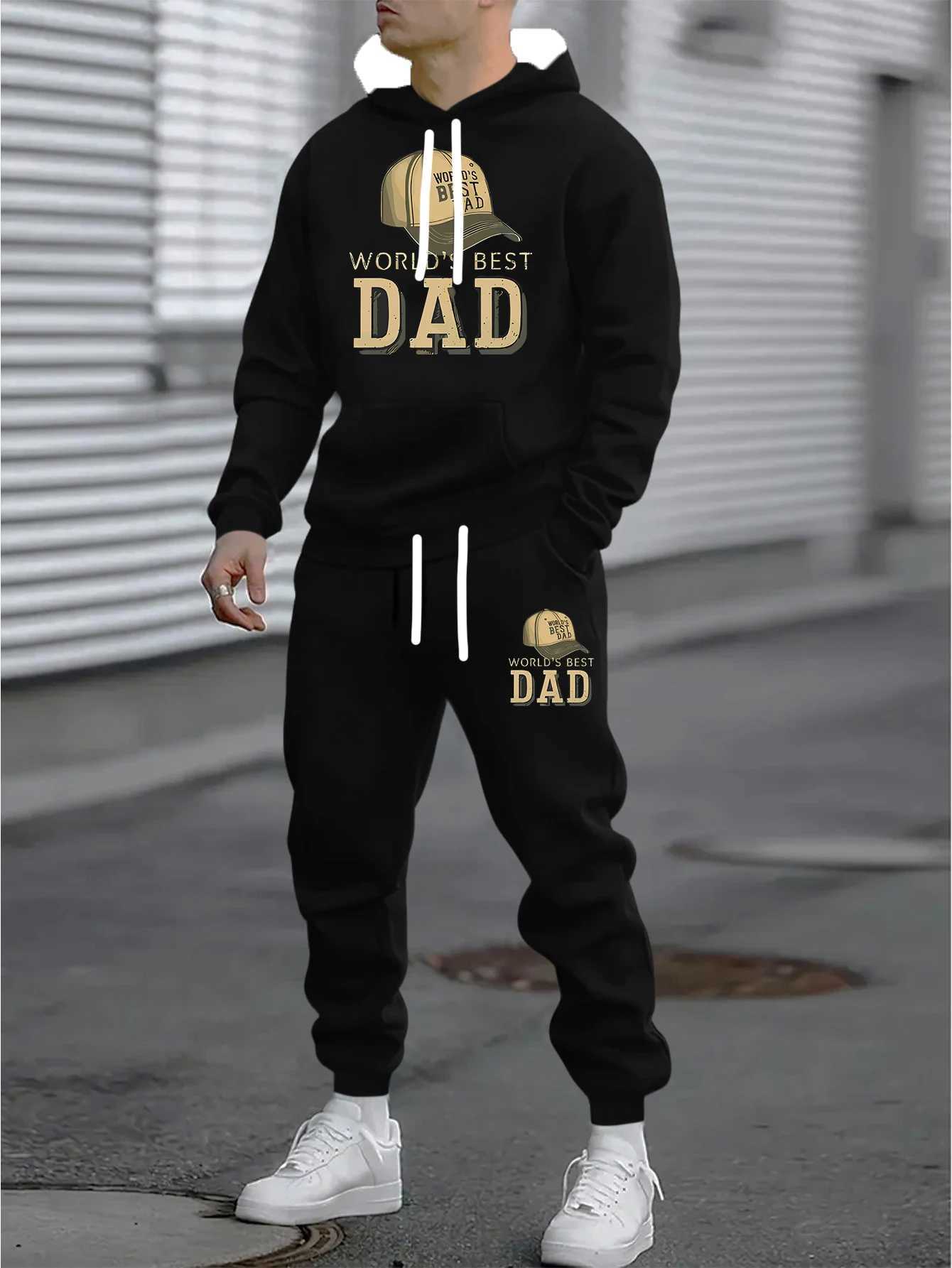 Autumn and Winter Men Hoodie Set Men DAD Printed Pattern Street Wear Sports Set Quick Drying Hoodies 2 Pac Set Tracksuit Sets W251110