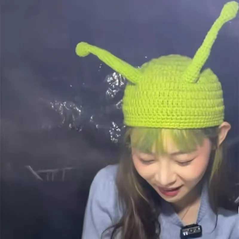 Unisex Balaclava Monster Shrek Hat Wool Winter Warm Knitted Hats Green Funny Beanie Skullies Cap for Women Men Pure HandmadeXJ251110