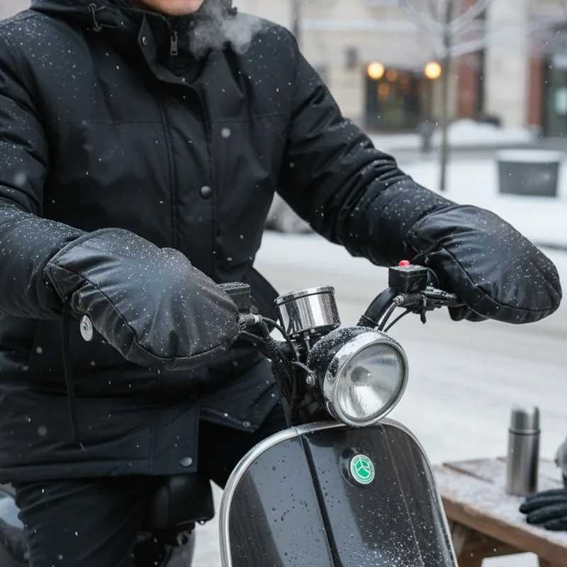 Winter Motorcycle Handlebar Muffs Windproof Thermal Hand Cover Reflective Scooter E-bike Warmer Gauntlets Grip Cover Accessories S25118{category}