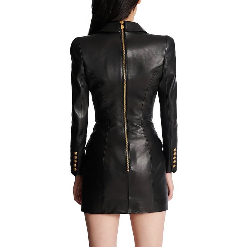 Clothing Spring And Autumn New High Fashion Simple Temperament Slim Fit Women's PU Leather Suit Skirt Dress