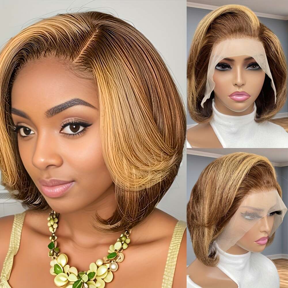 8 Inch Short Human Hair 13X4 Lace Front Wigs For Black Women Side Part Glueless Pre Plucked Frontal Bob Wig 180% Density