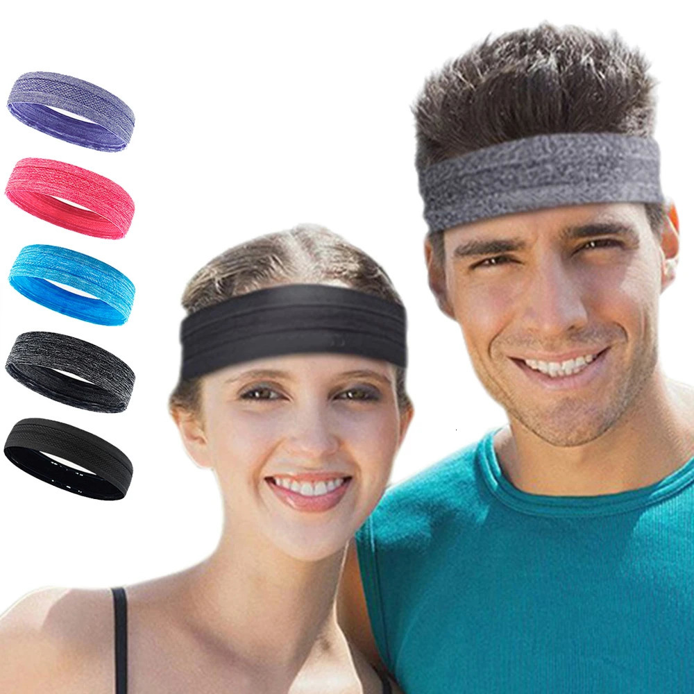 1PC Workout Sweatband Yoga Running Fitness Sports Headband Cycling Tennis Hair Band Non Slip Moisture Wicking Headband Men Women 250410