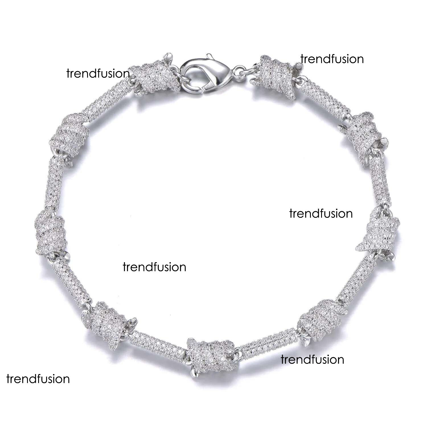 New Arrival White Gold Moissanite dia Bracelet Bg Cubic Zirconia Wire Wrap Knot Hip Hop Iced Out Bangle Bracelets Dia Jewelry Gift for Men Women
