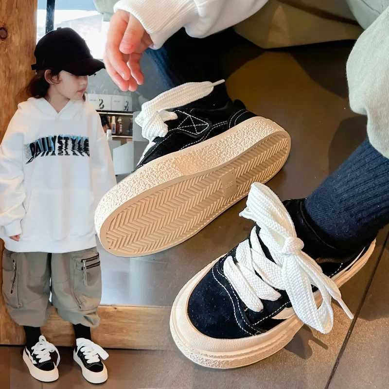 Children Striped Canvas Shoes Performance Shoes for Boys Toddler Girls Thick Bottom Platform Shoes Tennis 6-14 Y Spring Autumn W251110