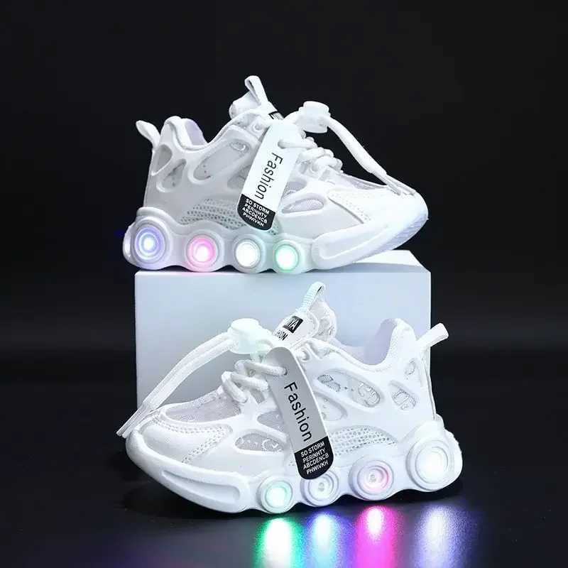 LED Light Up Kids Sneakers Breathable Luminous Running Shoes Baby Girls Casual Shoes Sports Walking Shoe Children Toddler Shoes W251110