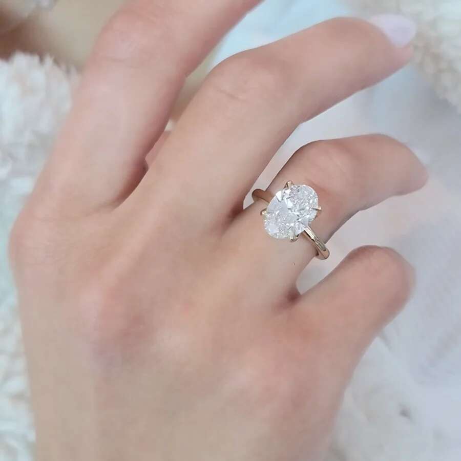 14K Yellow Gold Oval Cut Lab Grown Diamond Engagement Ring 3 Carat CVD diamond ring Lab Diamond Engagement Ring Halo Rings IGI