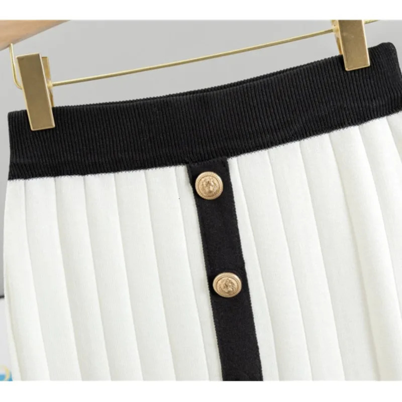 Women Knit Two Pieces Eleght Knitted Cardigan Coat Buttons Solid Colour Long Skirt Casual Suit Knitting Skirts Outfits 251110