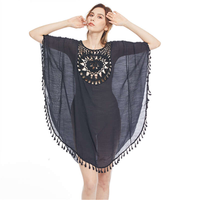 Summer Hand Hook Flower Splicing Beach Skirt Loose Large Vacation Sunscreen Women's Top 2025 New Casual Fashion Trendy Clothing