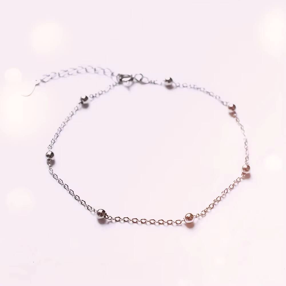Fine Anklets 925 Sterling Silver Beads Chain Womens Anklet Bracelet Summer Jewelry