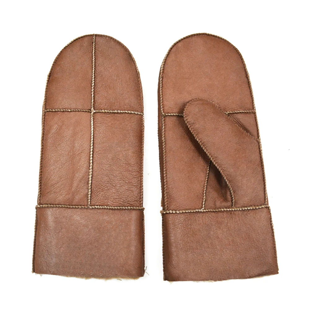 Sheepskin Fur One Finger Mittens High Quality Womens Leather Wool Winter Warmth Thickening Outdoor Cold-Proof Wind-Proof Gloves 251106