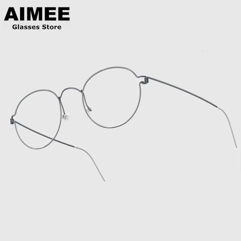 High quality retro round screw free frame for men and women Korean ned ultra light glasses 250410
