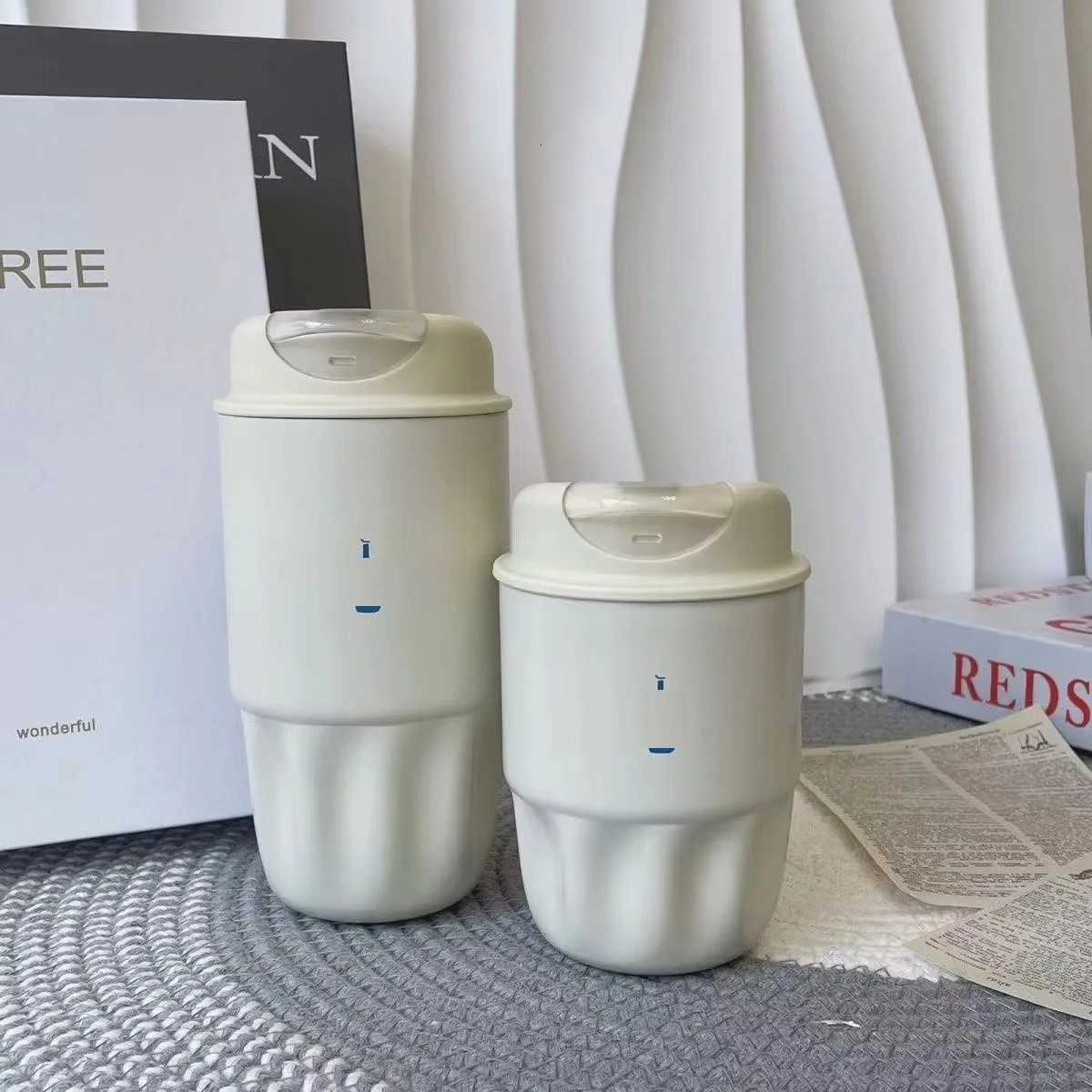 Fashionable cup 450ml Ceramic Liner Thermos Coffee Cup Double Wall Stainless Steel Vacuum Insated Thermos For Coffee Thermal g Gift Y251110