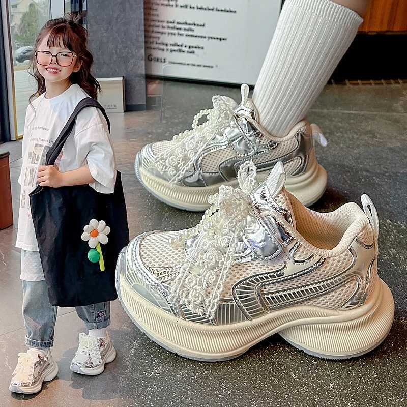 Girls Sports Shoes Spring Autumn Pink Breathable Girls Casual Shoes 3-18 Years Old Beige Soft Non-slip Childrens Single Shoes W251110