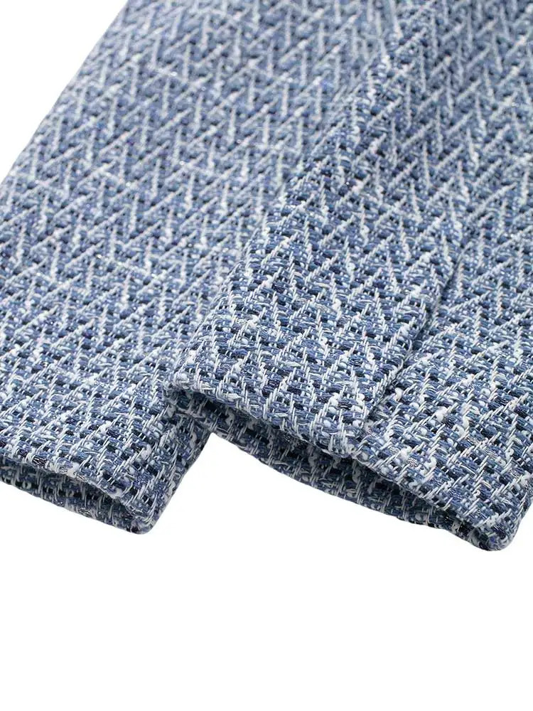 Womens Tweed Jacket Coat Long Sleeve with Pockets Front Metal Button Chic Outerwear Female Tops 251110