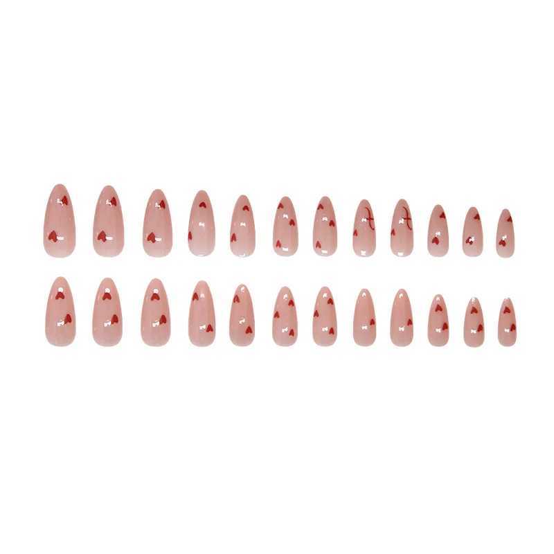 Sweet Sweetheart 24 pieces pressed on nails pink gradient fake nails smooth artificial fingers reusable female fake nails W250410
