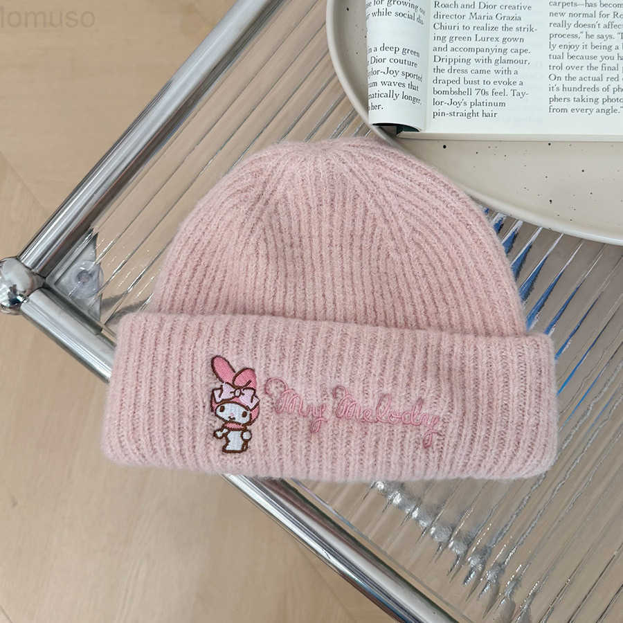 Sanrio Genuine Childrens Hat Autumn Winter Kuromi Knitted Hat Boys Girls Baby Warm Pullover Knit Hat H251110