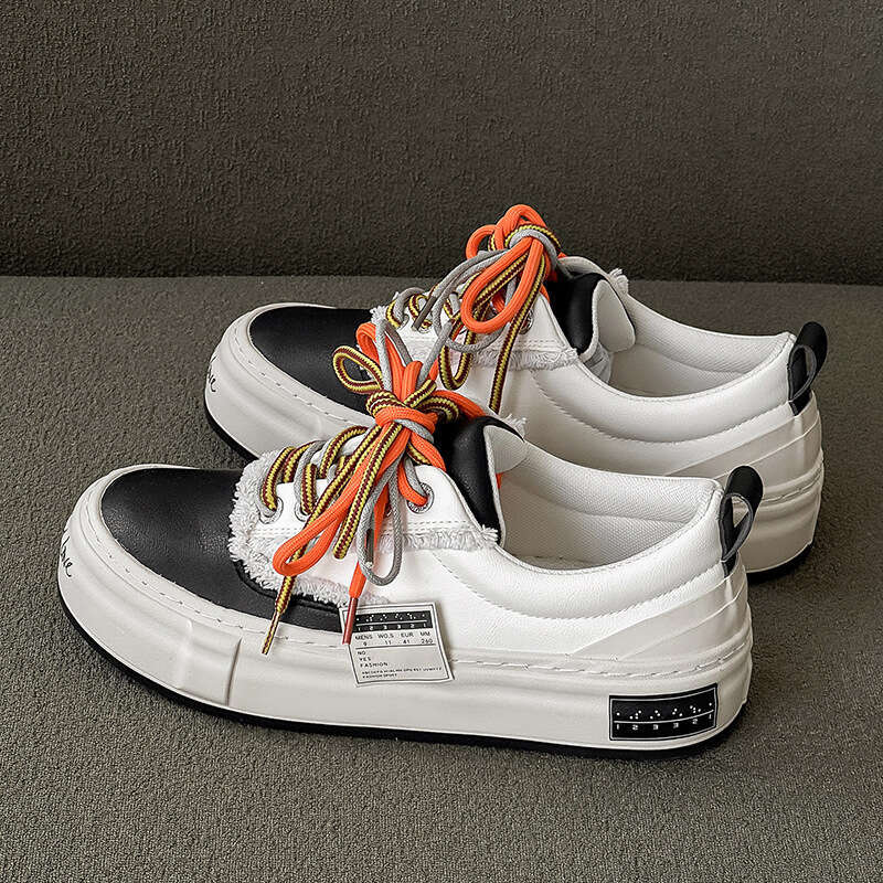 Celebrity Style Snowflake Casual Sneakers Men National Trend, Height-Increasing Thick-Soled Leather Vulcanized Shoes 2505