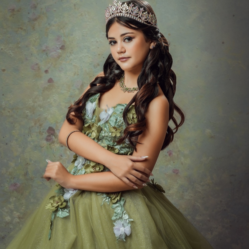 Olive Green Shiny Quinceanera Dresses Off The Shoulder Applique Flower Tull Party Birthday Sweet 16 Dress Vestidos 15 De Anos