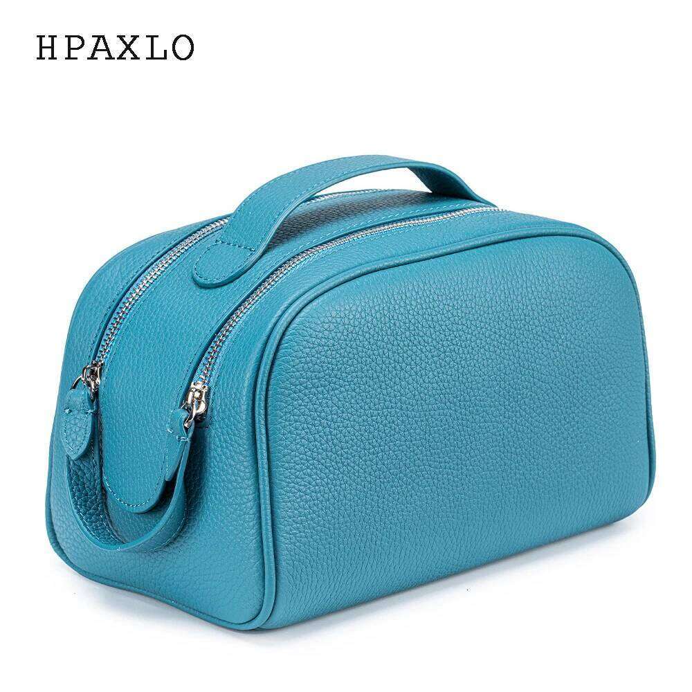 First-Layer Cow Makeup Large-Capacity Travel Toiletry Genuine Leather Soft Hand-Held Storage Cosmetic Bag 251110