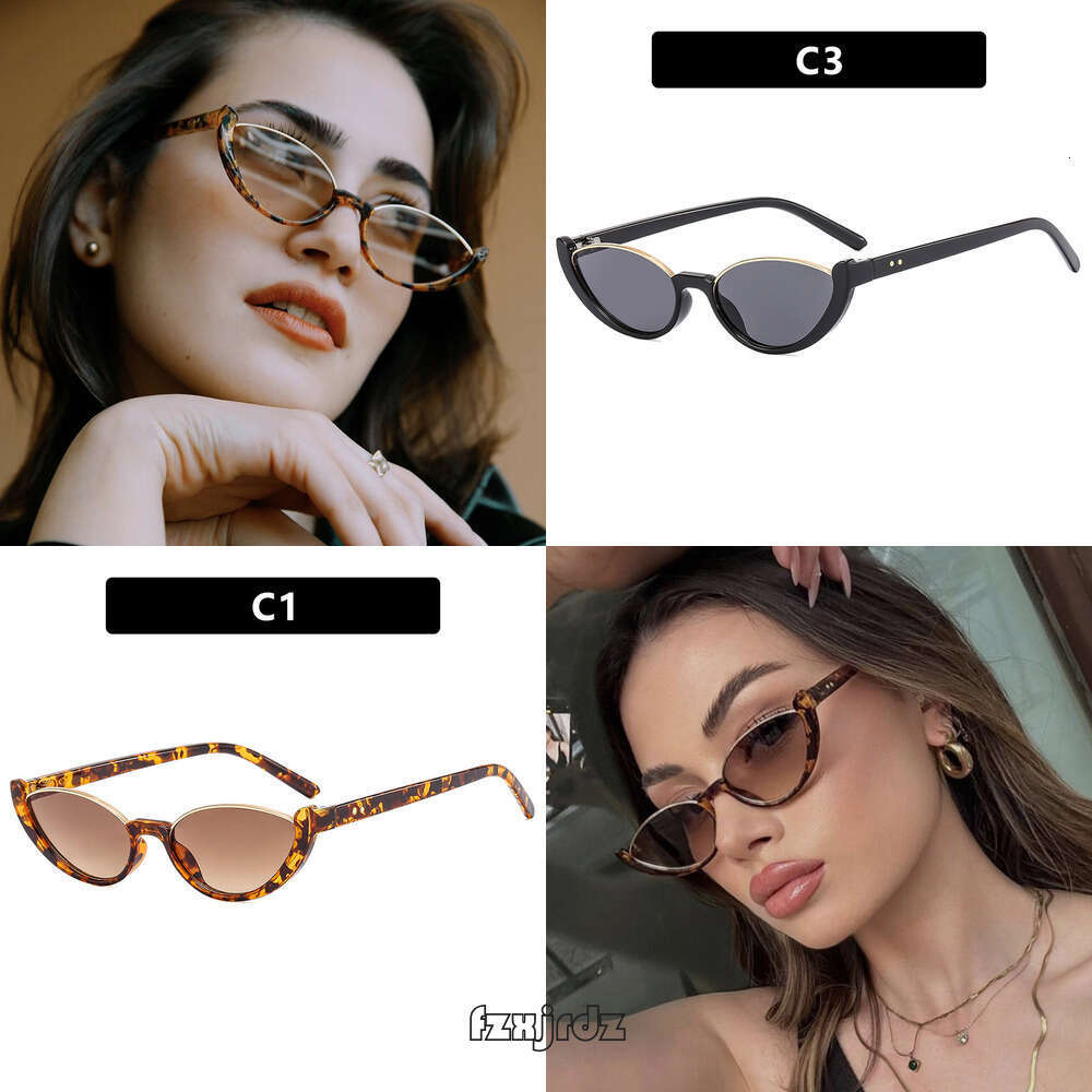 Cat Eye Half-frame for Women Sunglasses European American Fashion Internet Celebrity Sun glasses Ins Style Unique and Edgy eyeglasses
