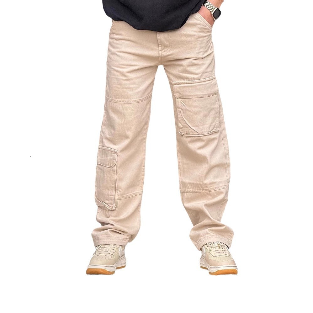 2025 casual work pants mens spring autumn winter pure cotton mens multi pocket American work pants