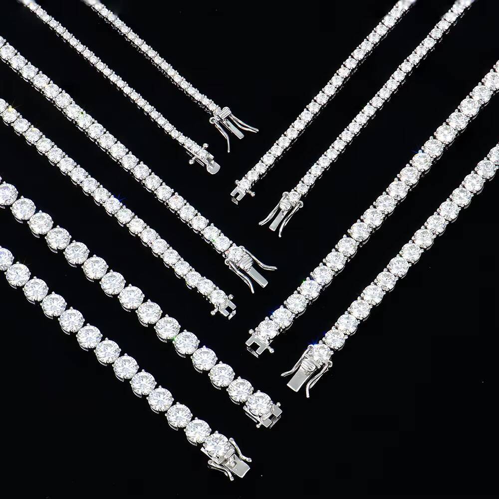 925 Silver Moissanite Tennis Necklaces D VVS Iced Out Moissanite Diamond Necklaces Gold Plated 3 -65mm Moissanite Tennis Chain